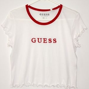 White and Red Guess Top Size Medium